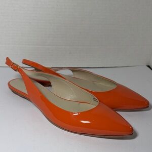 Boden Vibrant Orange Slingback Flats leather Size 41/10